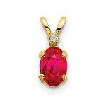 Load image into Gallery viewer, 14K Yellow Gold Diamond &amp; 2/3-Carat Oval Ruby Birthstone Pendant
