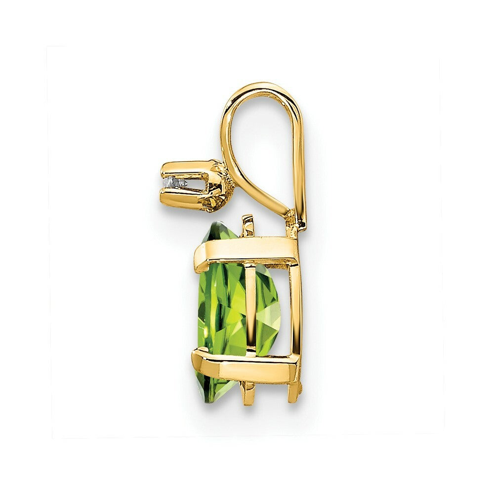 14K Yellow Gold Diamond & 0.45-Carat Oval Peridot Birthstone Pendant