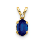 Load image into Gallery viewer, 14K Yellow Gold Diamond &amp; 2/3-Carat Oval Sapphire Birthstone Pendant
