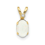 Load image into Gallery viewer, 14K Yellow Gold Diamond &amp; 1/3-Carat Oval Opal Birthstone Pendant
