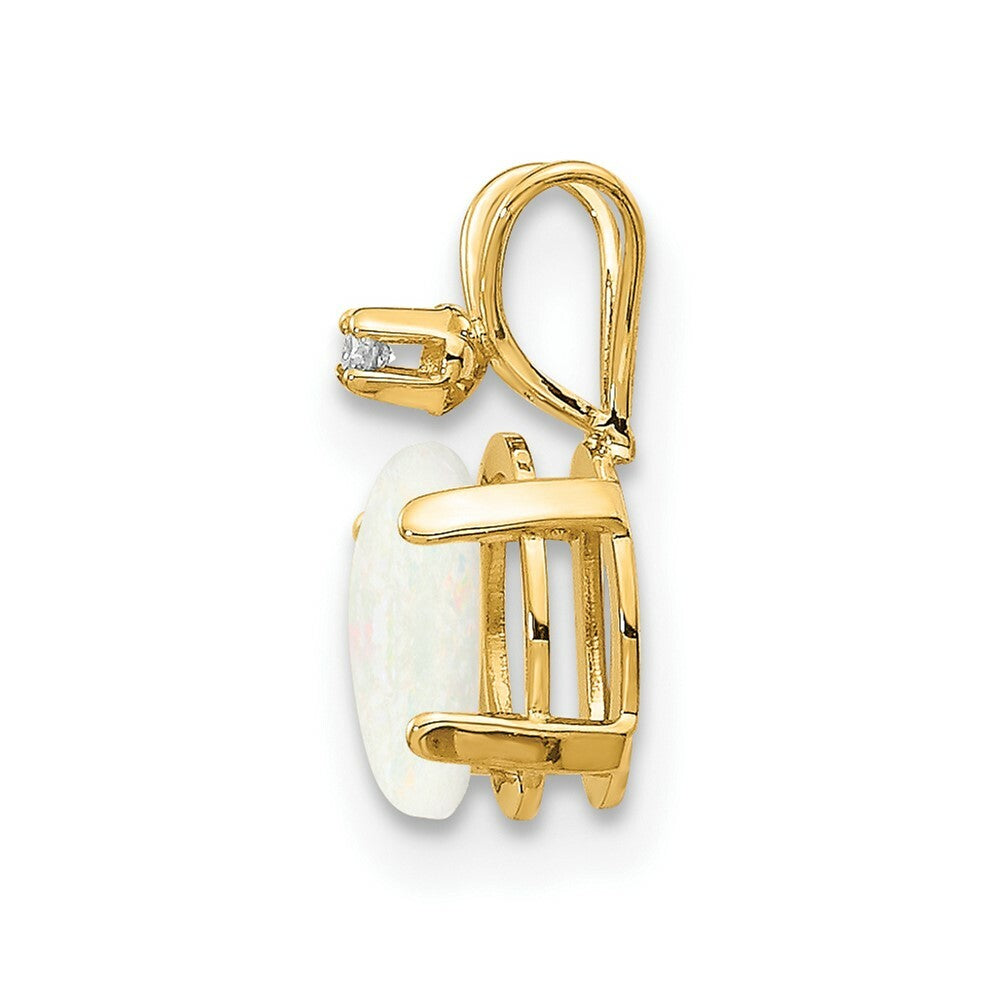 14K Yellow Gold Diamond & 1/3-Carat Oval Opal Birthstone Pendant