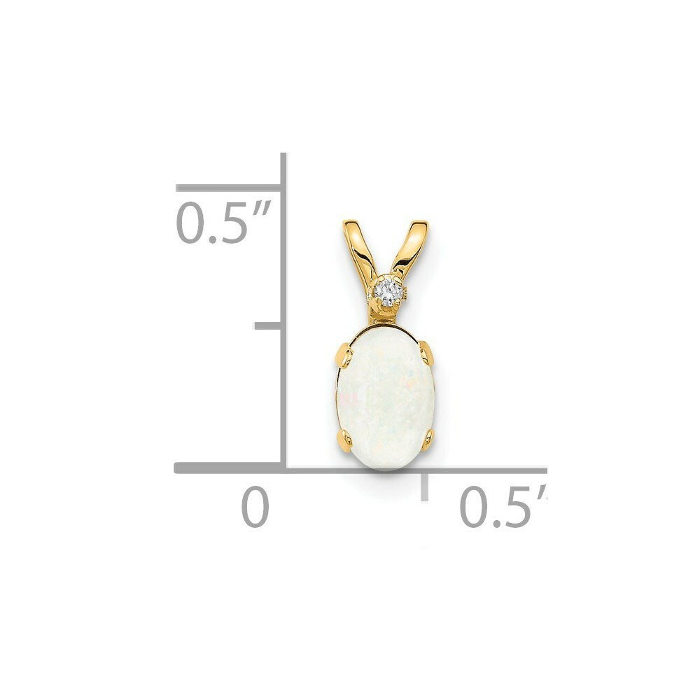 14K Yellow Gold Diamond & 1/3-Carat Oval Opal Birthstone Pendant