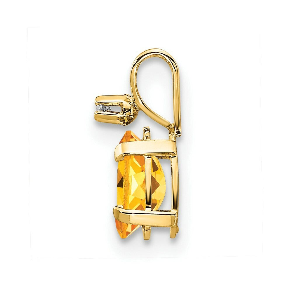 14K Yellow Gold Diamond & 0.40-Carat Oval Citrine Birthstone Pendant