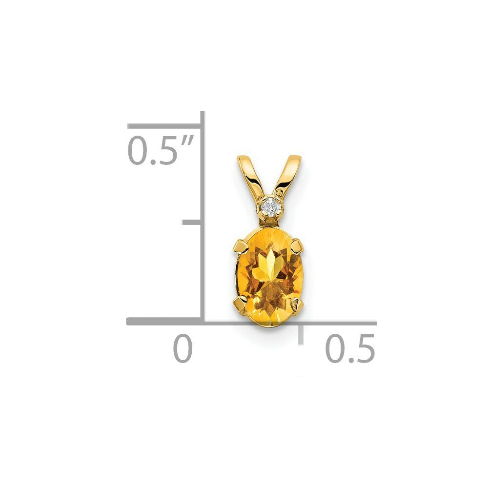 14K Yellow Gold Diamond & 0.40-Carat Oval Citrine Birthstone Pendant