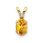 Load image into Gallery viewer, 14K Yellow Gold Diamond &amp; 0.40-Carat Oval Citrine Birthstone Pendant
