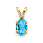 Load image into Gallery viewer, 14K Yellow Gold Diamond &amp; 0.57-Carat Oval Blue Topaz Birthstone Pendant
