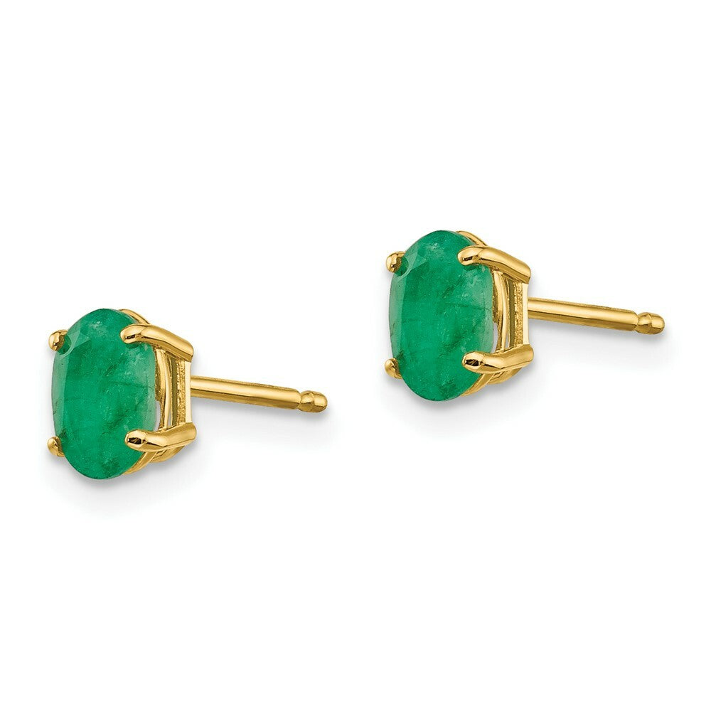 14K Yellow Gold Emerald Earrings - May 1-Carat tw