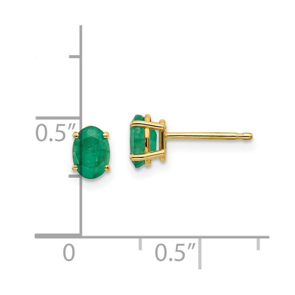 14K Yellow Gold Emerald Earrings - May 1-Carat tw