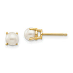 Load image into Gallery viewer, 14K Yellow Gold 4.5mm Round June Freshwater Cultured Pearl Post Earrings
