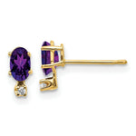 Load image into Gallery viewer, 14K Yellow Gold Diamond &amp; Amethyst Birthstone Earrings
