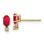 Load image into Gallery viewer, 14K Yellow Gold Diamond &amp; Ruby Birthstone Earrings
