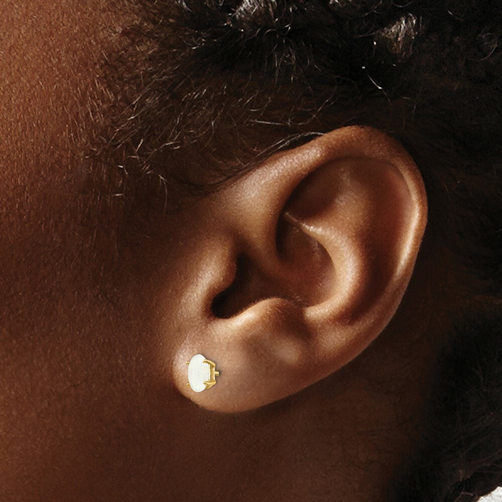 14K Yellow Gold Opal Earrings - October 0.6-Carat tw