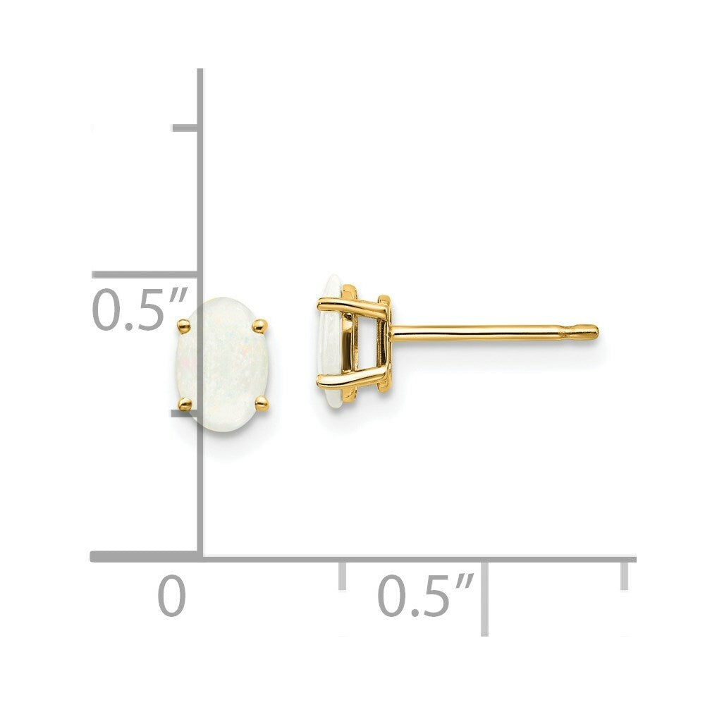 14K Yellow Gold Opal Earrings - October 0.6-Carat tw