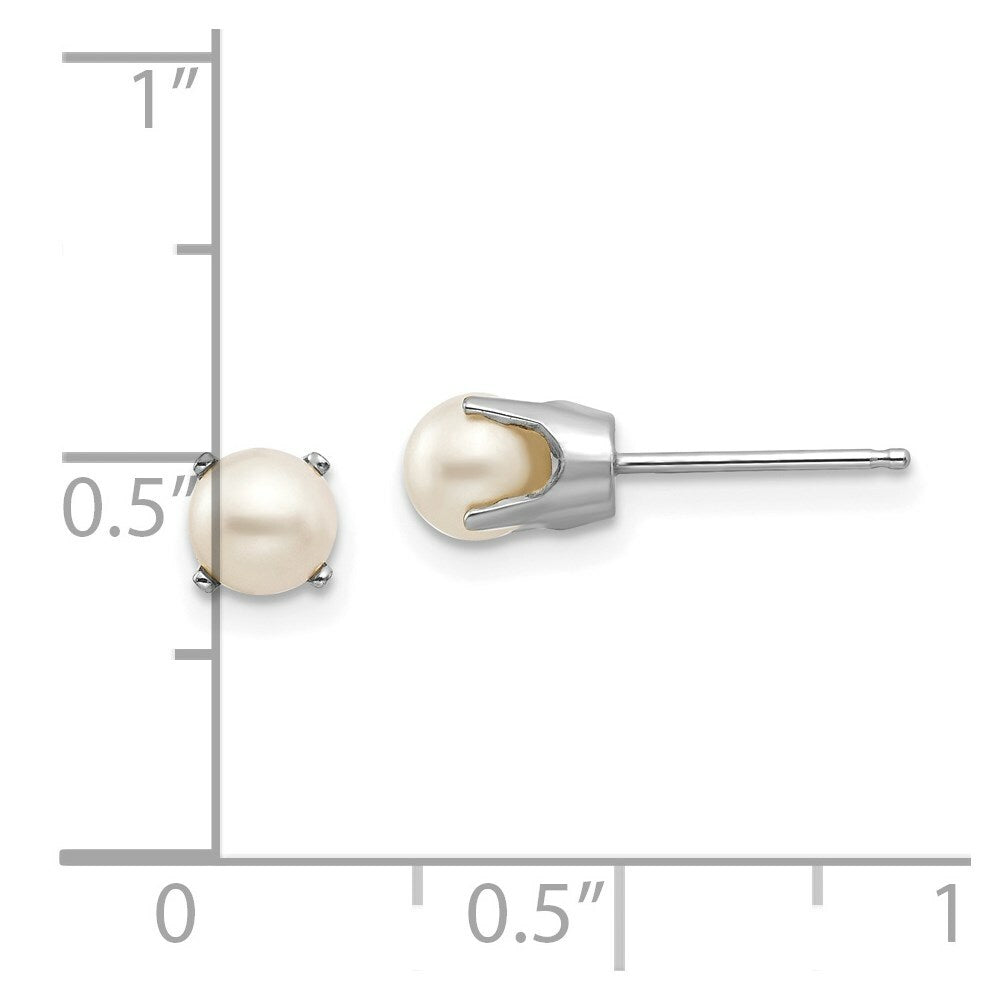 14K White Gold 5mm Freshwater Cultured Pearl Stud Earrings