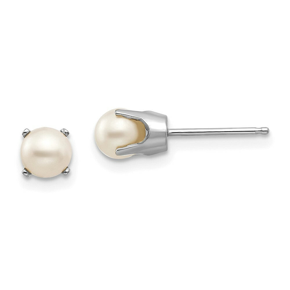 14K White Gold 5mm Freshwater Cultured Pearl Stud Earrings