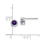 Load image into Gallery viewer, 14K White Gold 4mm Bezel February Amethyst Post Earrings 0.54-Carat tw
