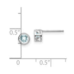 Load image into Gallery viewer, 14K White Gold 4mm Bezel March/Aquamarine Post Earrings 0.5-Carat tw
