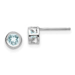 Load image into Gallery viewer, 14K White Gold 4mm Bezel March/Aquamarine Post Earrings 0.5-Carat tw
