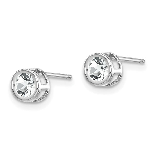 14k White Gold 4mm Bezel April/White Topaz Post Earrings, 5/8-Carat Gemweight