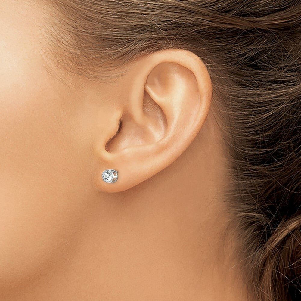 14k White Gold 4mm Bezel April/White Topaz Post Earrings, 5/8-Carat Gemweight