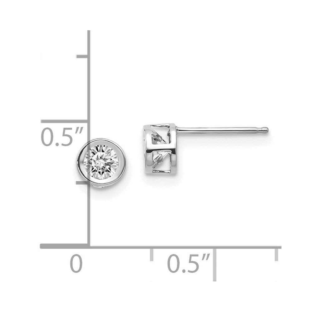 14k White Gold 4mm Bezel April/White Topaz Post Earrings, 5/8-Carat Gemweight
