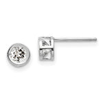 Load image into Gallery viewer, 14k White Gold 4mm Bezel April/White Topaz Post Earrings, 5/8-Carat Gemweight

