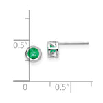Load image into Gallery viewer, 14k White Gold 4mm Bezel May/Emerald Post Earrings, 5/8-Carat Gemweight
