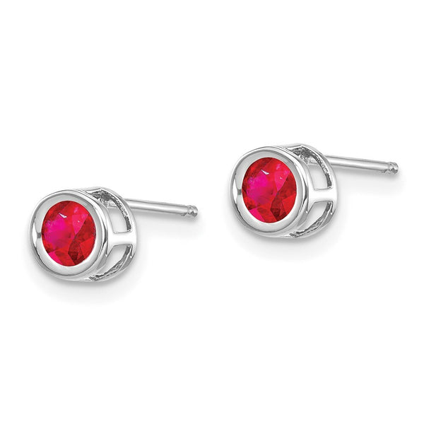 14k White Gold 4mm July Ruby Earrings, 3/4-Carat Gemweight