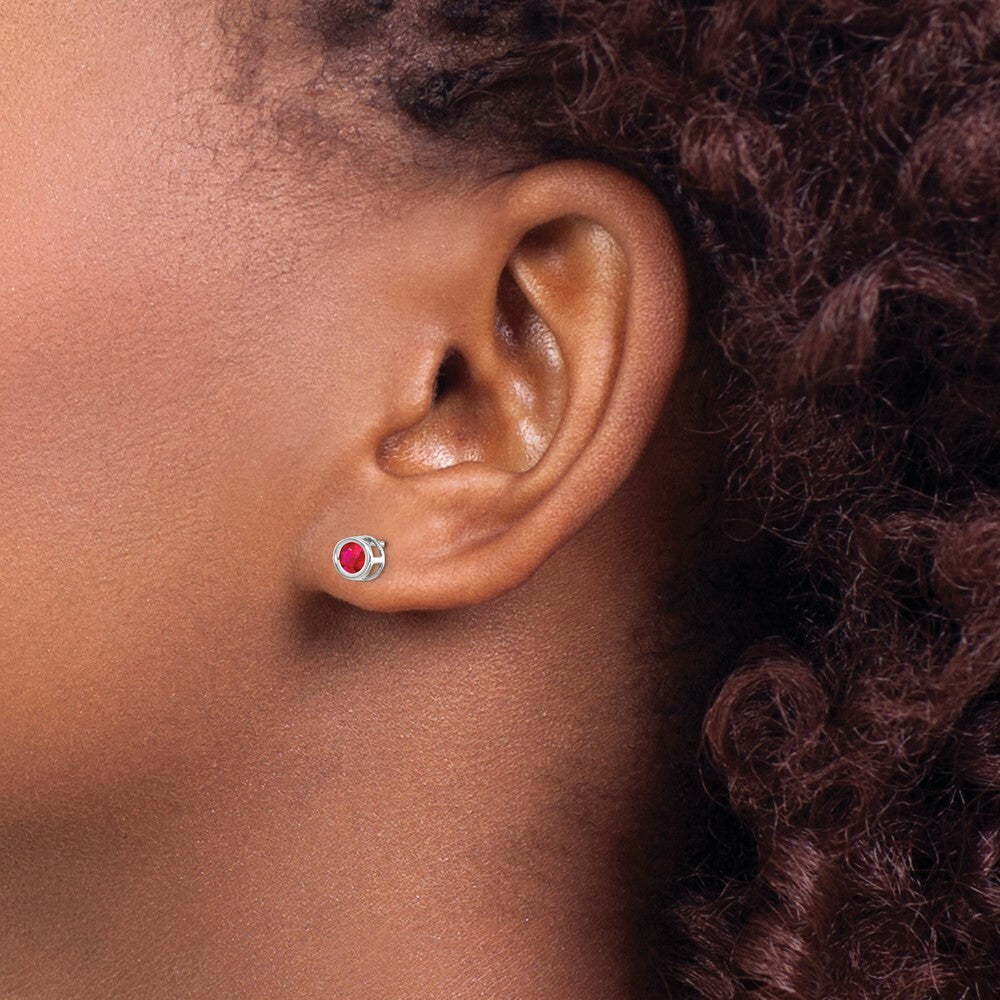 14k White Gold 4mm July Ruby Earrings, 3/4-Carat Gemweight