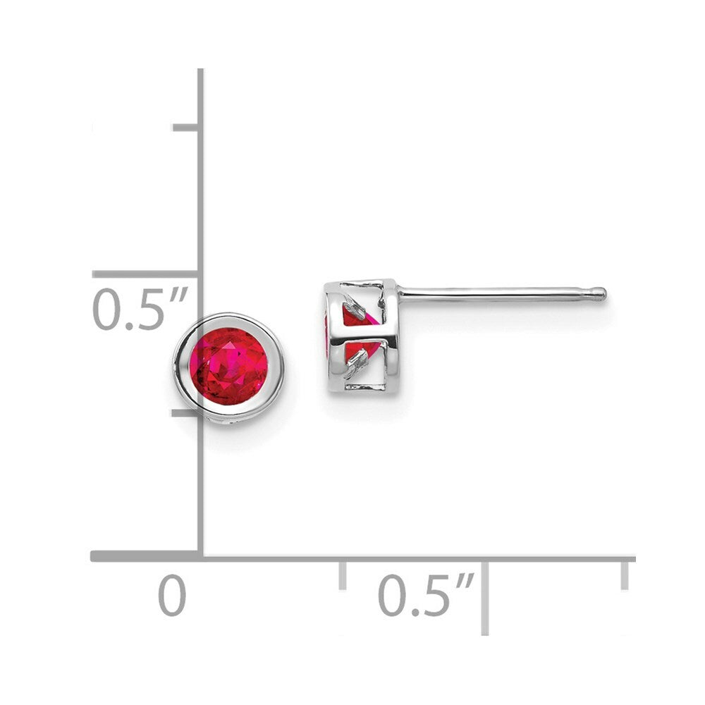 14k White Gold 4mm July Ruby Earrings, 3/4-Carat Gemweight