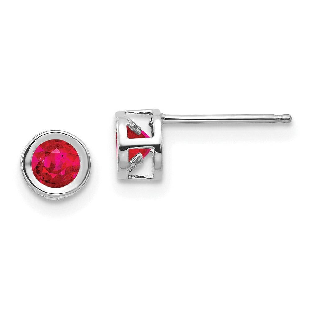 14k White Gold 4mm July Ruby Earrings, 3/4-Carat Gemweight