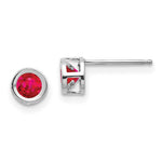 Load image into Gallery viewer, 14k White Gold 4mm July Ruby Earrings, 3/4-Carat Gemweight
