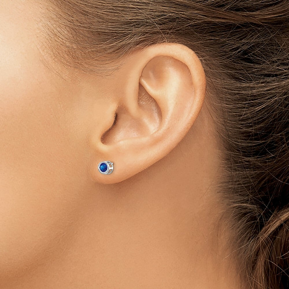 14k White Gold 4mm September Sapphire Earrings, 3/4-Carat Gemweight