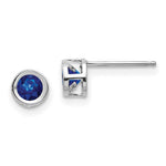 Load image into Gallery viewer, 14k White Gold 4mm September Sapphire Earrings, 3/4-Carat Gemweight
