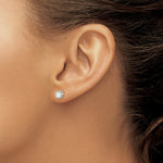 Load image into Gallery viewer, 14k White Gold 4mm Oval Bezel October/Opal Post Earrings, 3/8-Carat Gemweight

