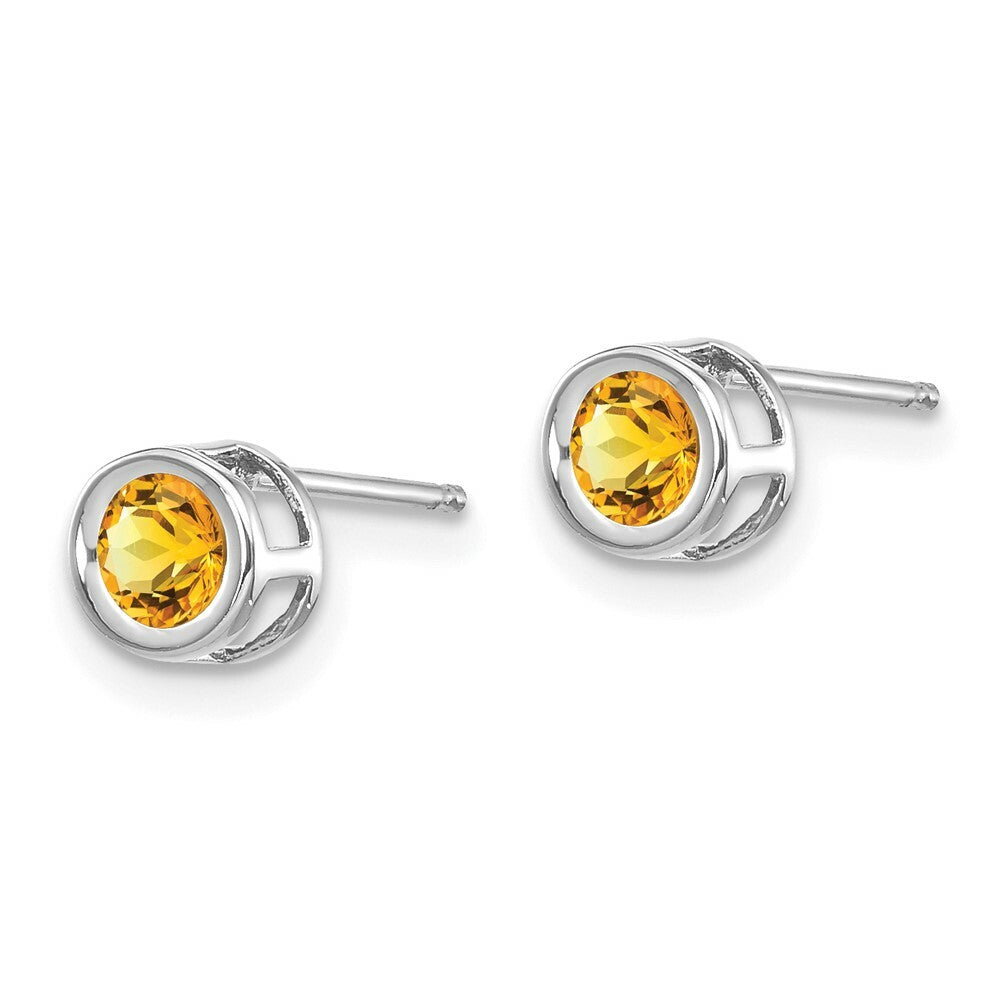 14k White Gold November 4mm Citrine Earrings, 1/2-Carat Gemweight