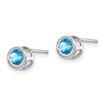 Load image into Gallery viewer, 14k White Gold 4mm Blue topaz December Earrings, 2/3-Carat Gemweight
