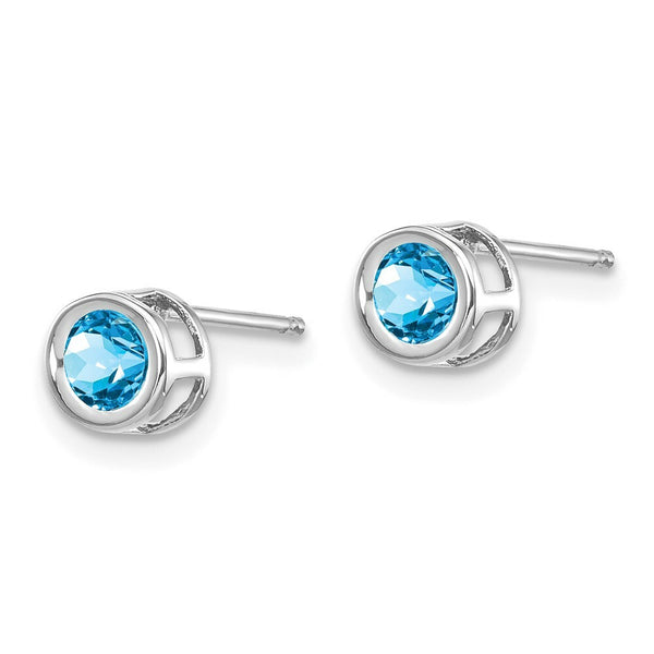 14k White Gold 4mm Blue topaz December Earrings, 2/3-Carat Gemweight