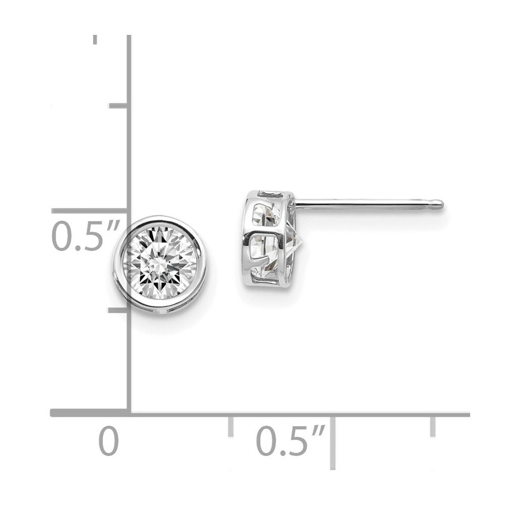 14k White Gold 5mm Bezel White Topaz Stud Earrings, 1.2-Carat Gemweight