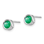 Load image into Gallery viewer, 14k White Gold 5mm Bezel Emerald Stud Earrings, 1-Carat Gemweight
