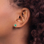 Load image into Gallery viewer, 14k White Gold 5mm Bezel Emerald Stud Earrings, 1-Carat Gemweight
