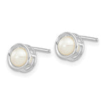 Load image into Gallery viewer, 14k White Gold 5mm Bezel Freshwater Cultured Pearl Stud Earrings
