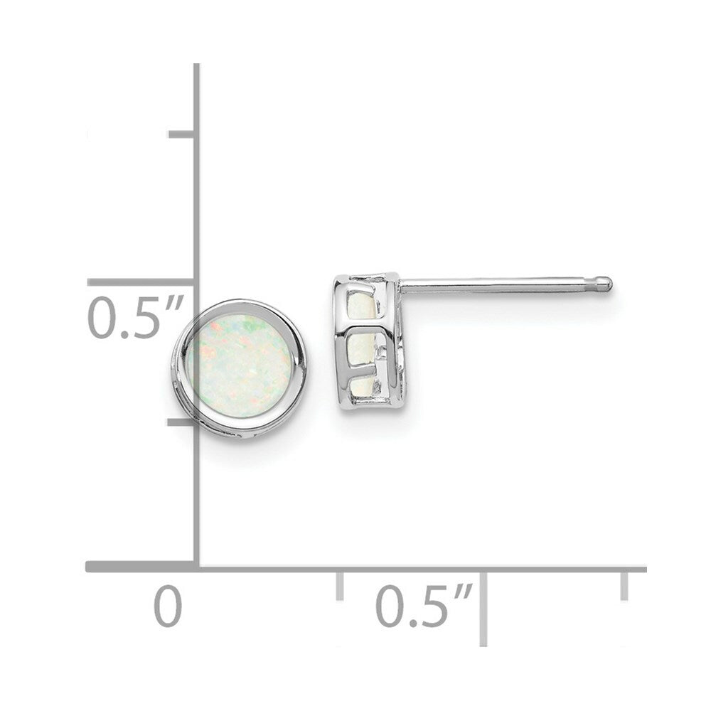 14k White Gold 5mm Bezel Opal Stud Earrings, 5/8-Carat Gemweight