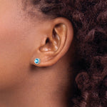 Load image into Gallery viewer, 14k White Gold 5mm Bezel Blue Topaz Stud Earrings, 1.3-Carat Gemweight
