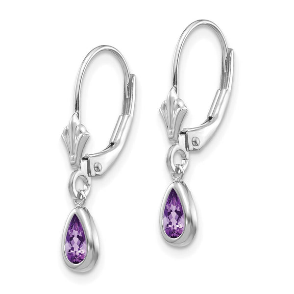 14K White Gold 6x4mm Amethyst February Earrings 0.76-Carat tw