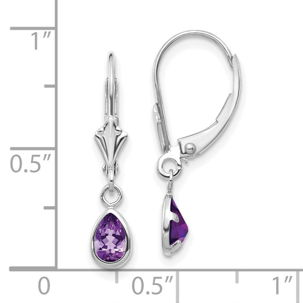 14K White Gold 6x4mm Amethyst February Earrings 0.76-Carat tw