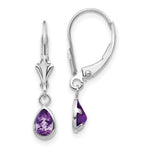 Load image into Gallery viewer, 14K White Gold 6x4mm Amethyst February Earrings 0.76-Carat tw
