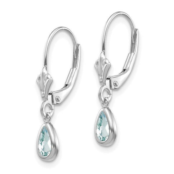 14K White Gold 6x4mm Aquamarine/March Earrings 0.8-Carat tw