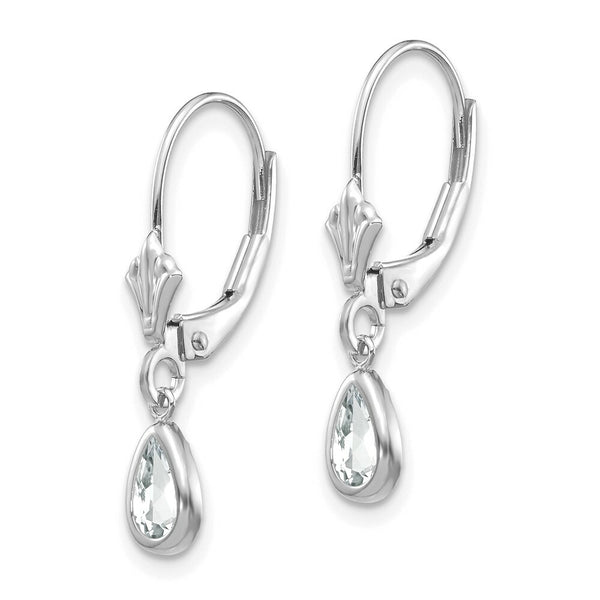 14K White Gold 6x4mm White Zircon April Earrings 1.04-Carat tw