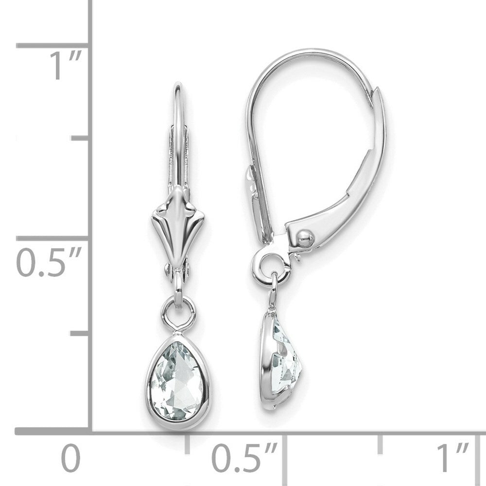 14K White Gold 6x4mm White Zircon April Earrings 1.04-Carat tw